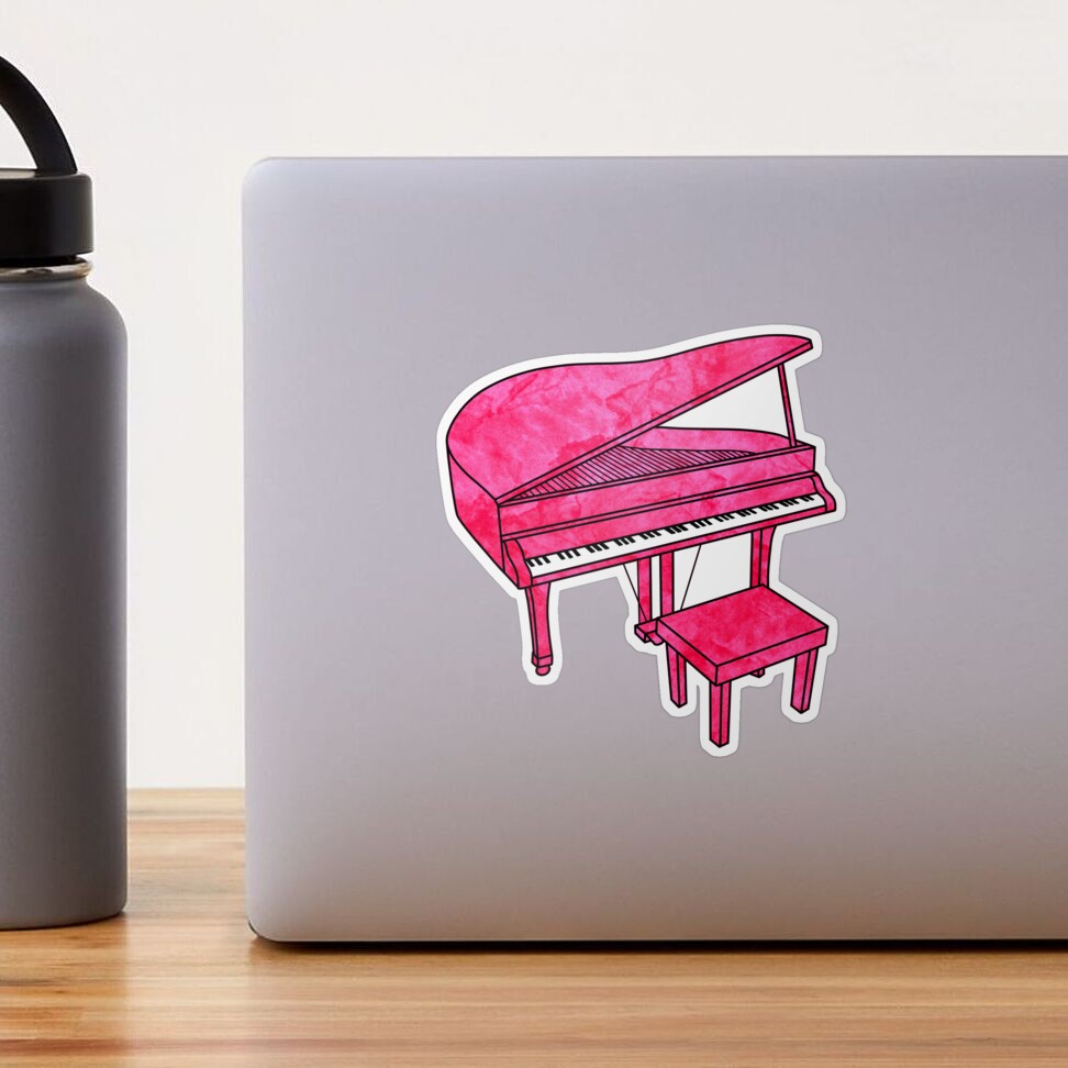 Pink Piano Sticker for Sale by Kelly Louise