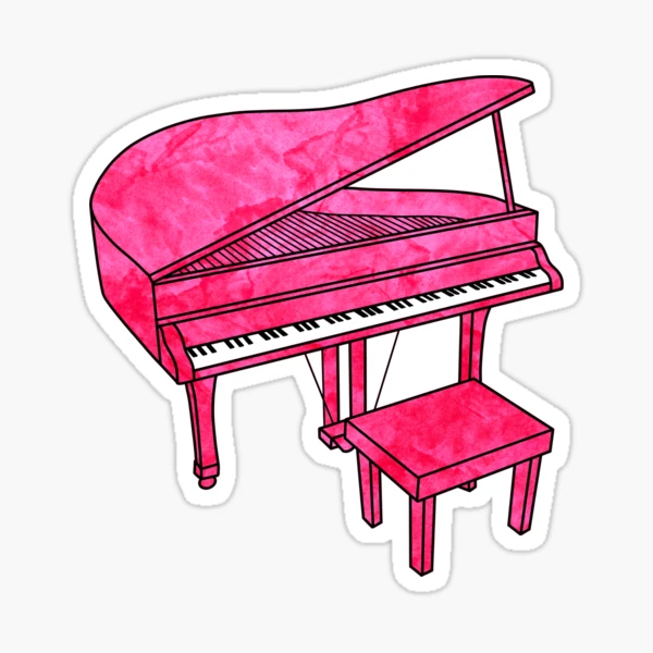 Pink Piano Sticker for Sale by Kelly Louise