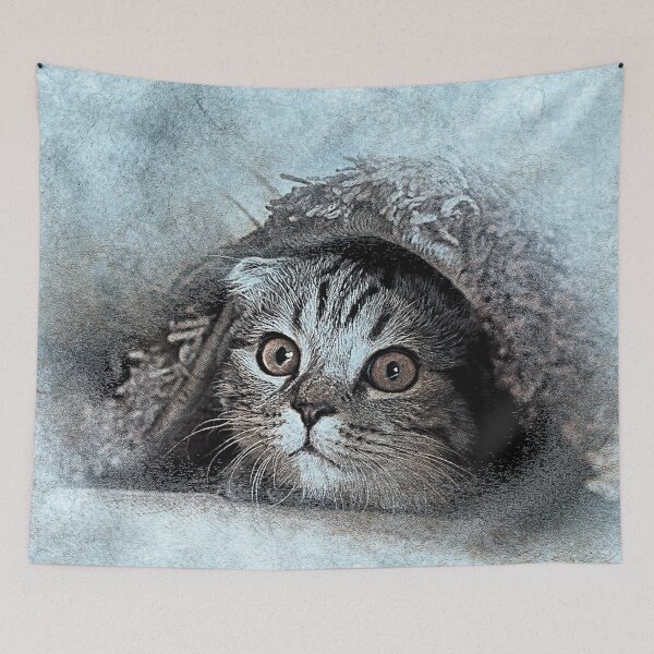Item preview, Abstract Cat under Blanket in Blue. designed and sold by shirtdan.