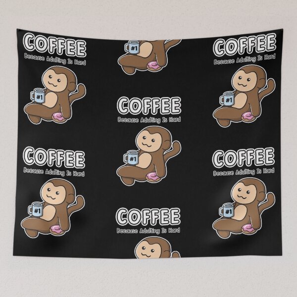 Item preview, Coffee Because Adulting Is Hard Ooptee Monkey Funny Cartoon designed and sold by OopteesLydia.