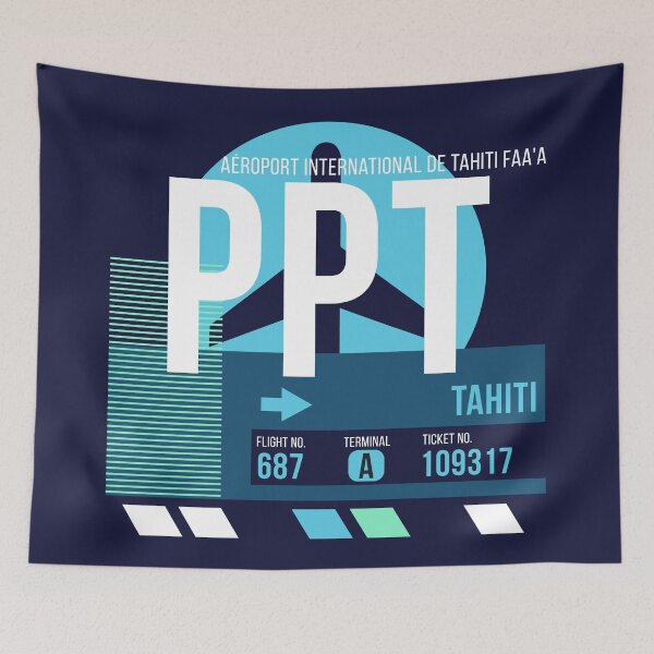 Item preview, Tahiti (PPT) Airport Code Baggage Tag designed and sold by SLAG-Creative.