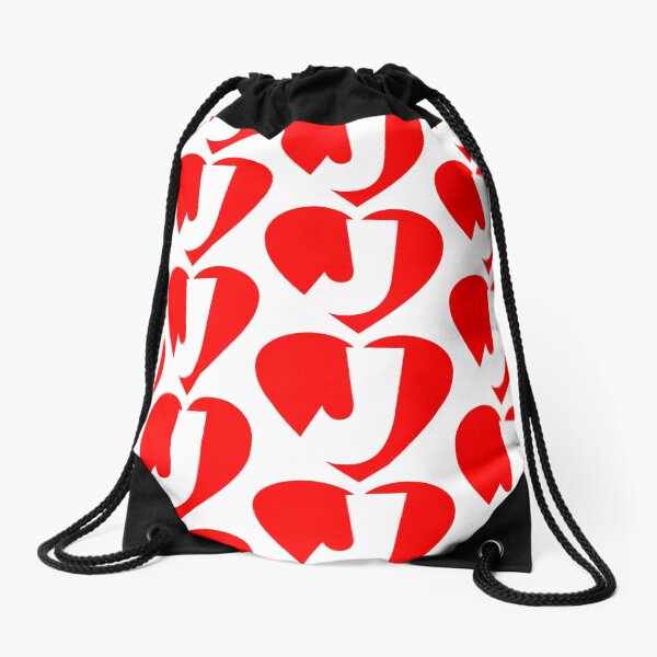 I love J - Heart J - Heart with letter J Drawstring Bag