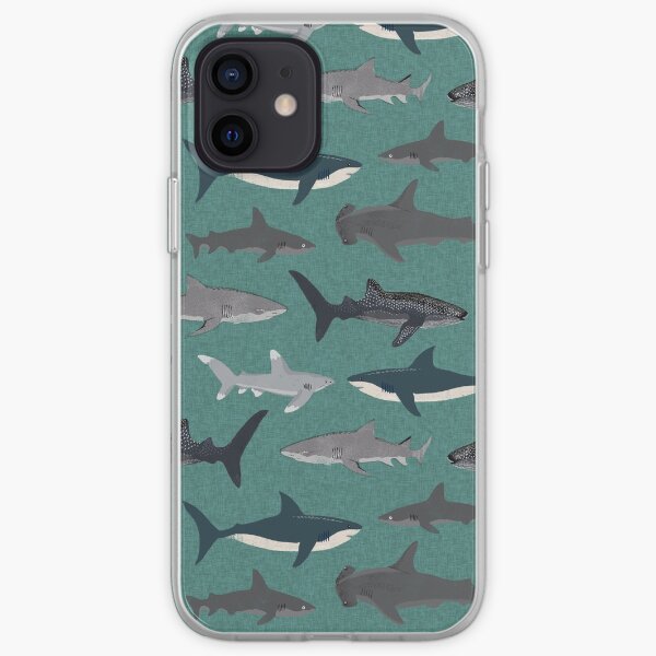 Sharks illustration art print ocean life sea life animal marine biologist kids boys gender neutral educational Andrea Lauren iPhone Soft Case