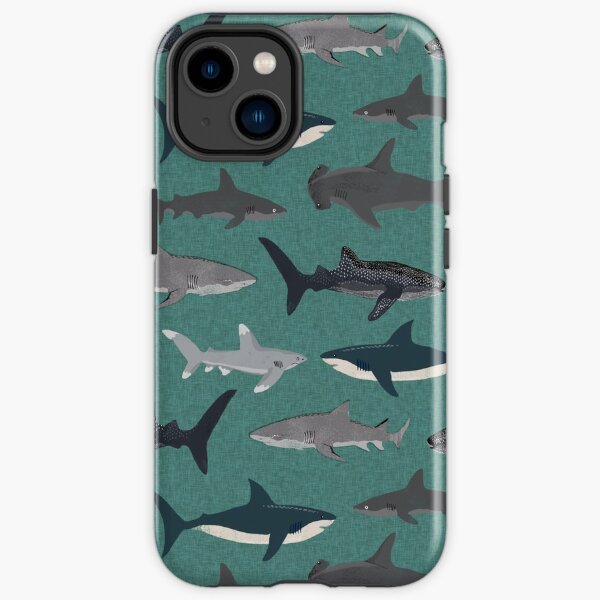 Sharks illustration art print ocean life sea life animal marine biologist kids boys gender neutral educational Andrea Lauren iPhone Tough Case