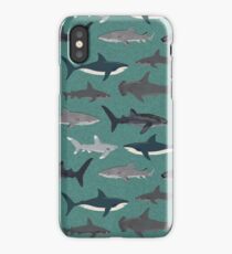 Sharks illustration art print ocean life sea life animal marine biologist kids boys gender neutral educational Andrea Lauren iPhone Case