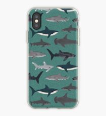 Sharks illustration art print ocean life sea life animal marine biologist kids boys gender neutral educational Andrea Lauren iPhone Case