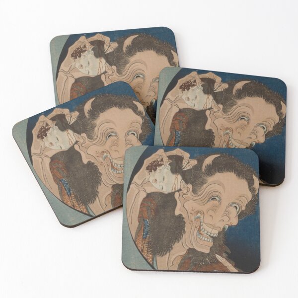 Artikelvorschau, Antiker japanischer Ghost Horror Woodblock Der lachende Dämon (Warai-Hannya) entworfen und verkauft von Karianne Potter.