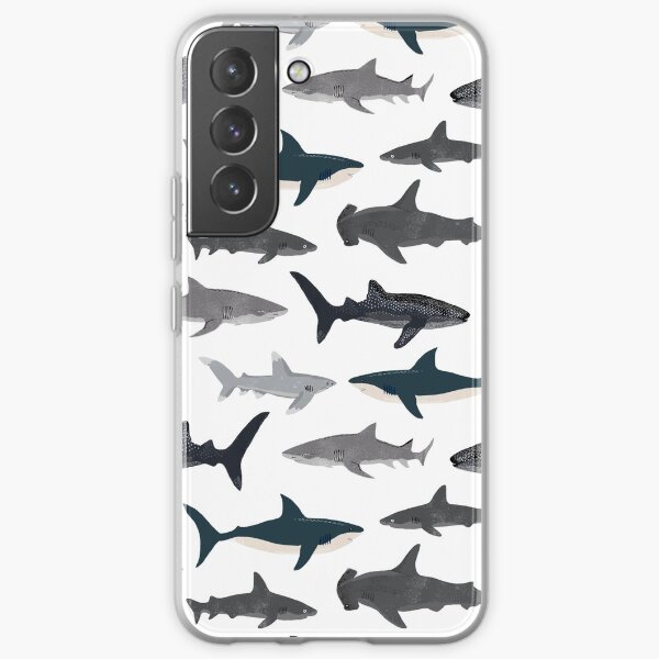 Sharks, illustration, art print ,ocean life,sea life ,animal ,marine biologist ,kids ,boys, gender neutral ,educational ,Andrea Lauren , shark week, shark, great white shark, Samsung Galaxy Soft Case