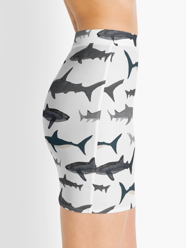 Alternate view of Sharks, illustration, art print ,ocean life,sea life ,animal ,marine biologist ,kids ,boys, gender neutral ,educational ,Andrea Lauren , shark week, shark, great white shark, Mini Skirt