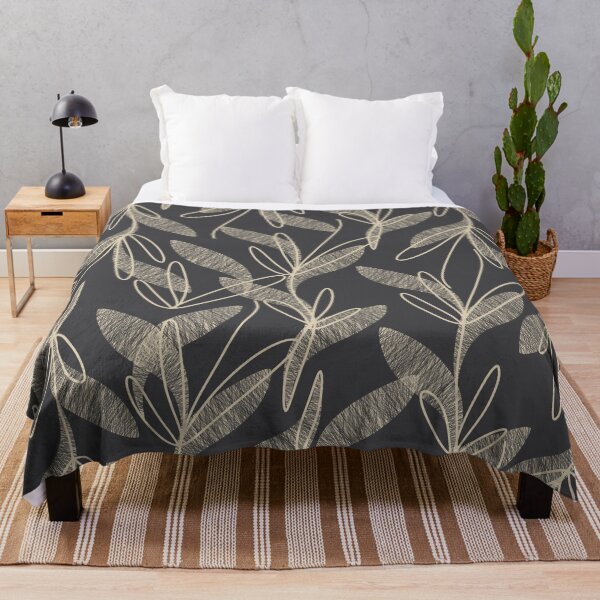 Item preview, Mid Century Modern Botanical Pattern in Beige and Charcoal Grey designed and sold by kierkegaard.
