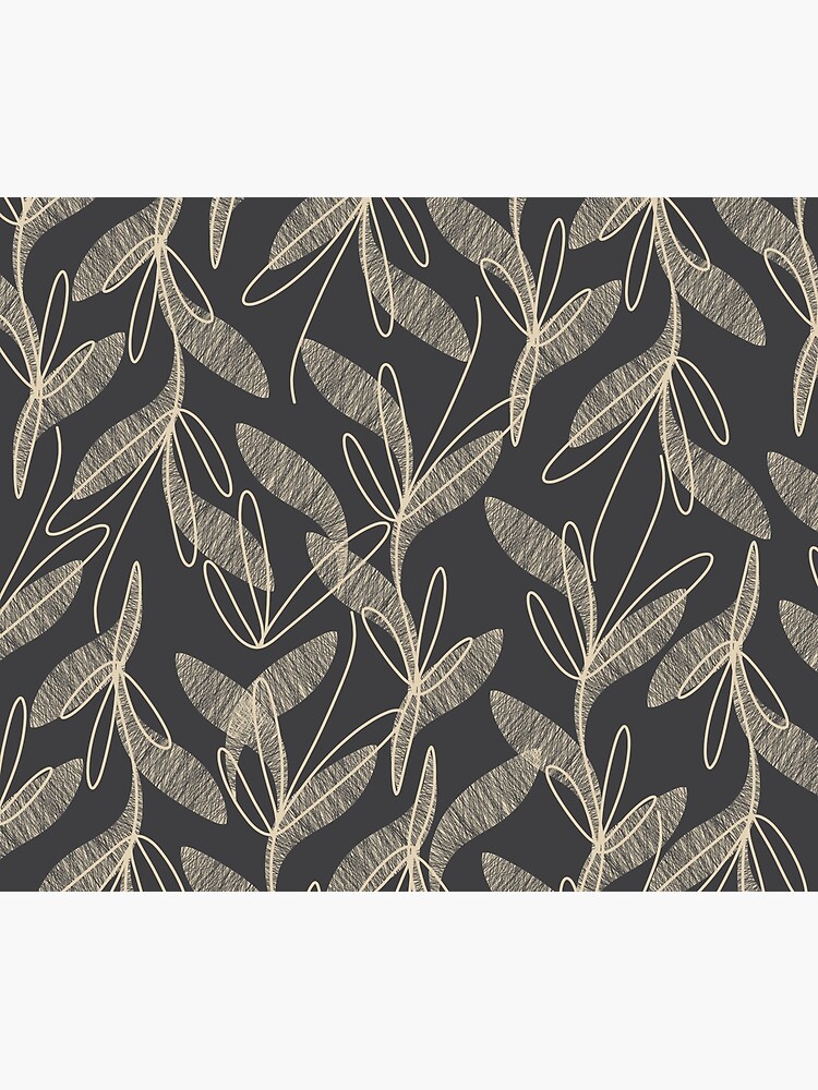 Thumbnail 2 of 2, Duvet Cover, Mid Century Modern Botanical Pattern in Beige and Charcoal Grey designed and sold by kierkegaard.