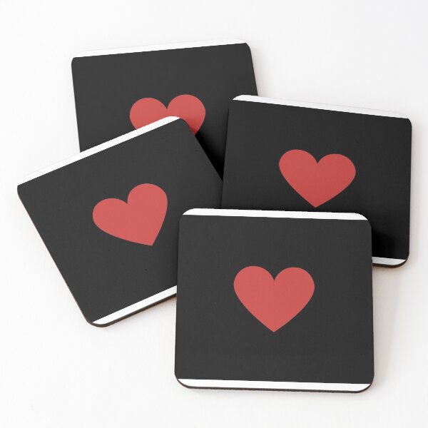 Black and red heart Coasters (Set of 4)
