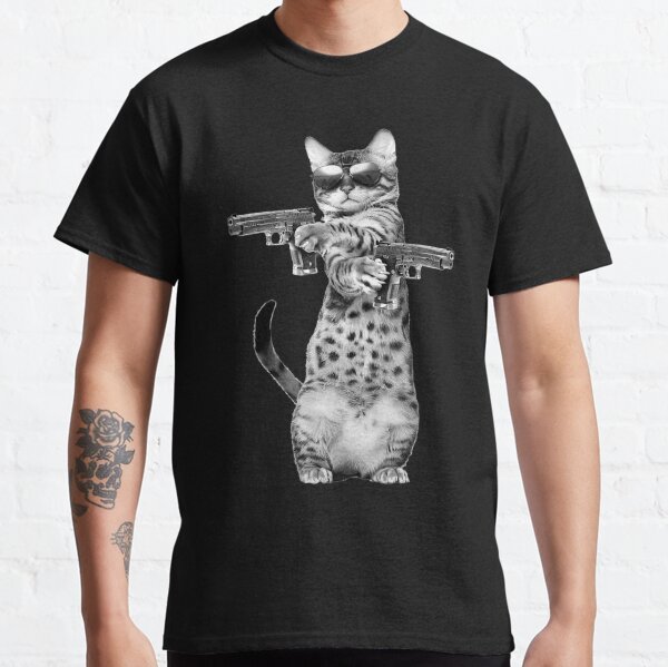 cat with gun shirt