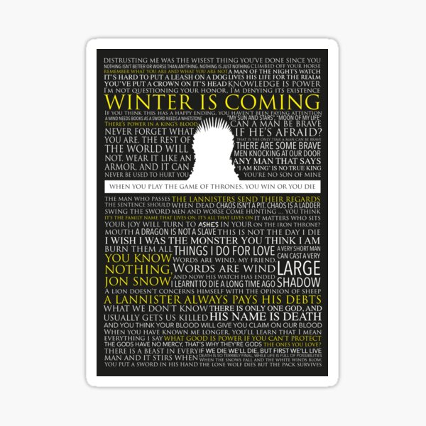game of throwns Typography Poster Sticker