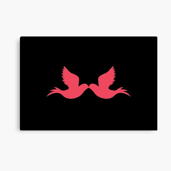 Trendy logo, love, red and black, doves, peace and love Canvas Print