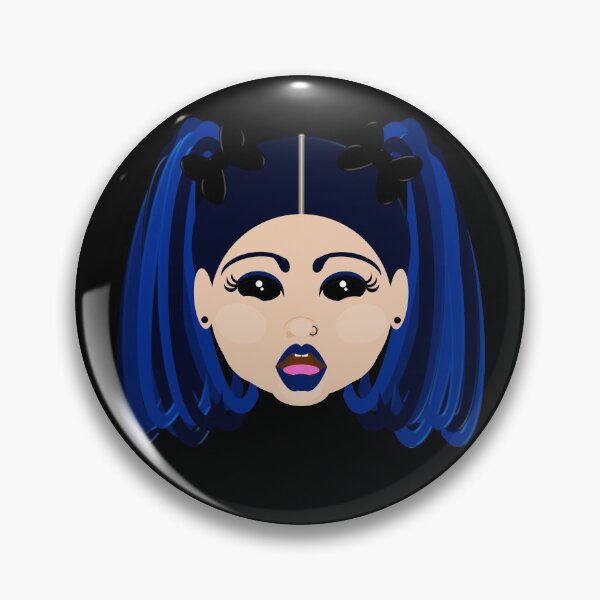Item preview, Goth Vampire Girl  Wearing Blue Pony Tails and Eyebrow Piercings designed and sold by Sheila Pressley.
