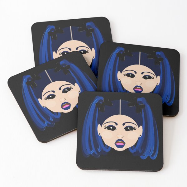 Item preview, Goth Vampire Girl  Wearing Blue Pony Tails and Eyebrow Piercings designed and sold by Sheila Pressley.