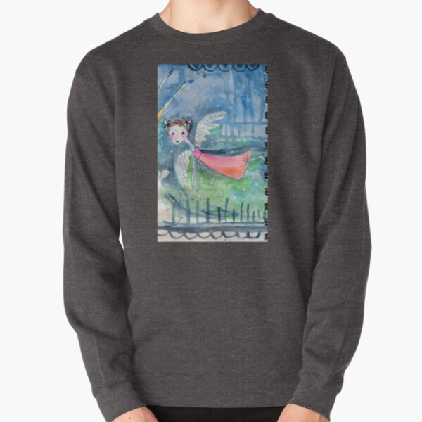Flying Angel Open Wings in Blue and Green Colors Pullover Sweatshirt