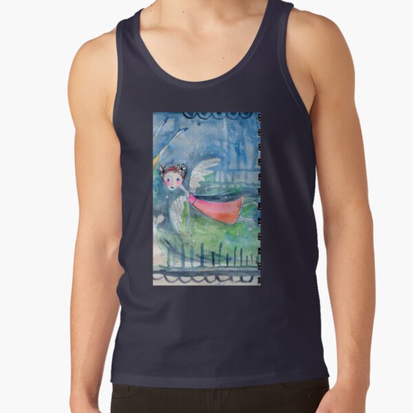 Flying Angel Open Wings in Blue and Green Colors Tank Top