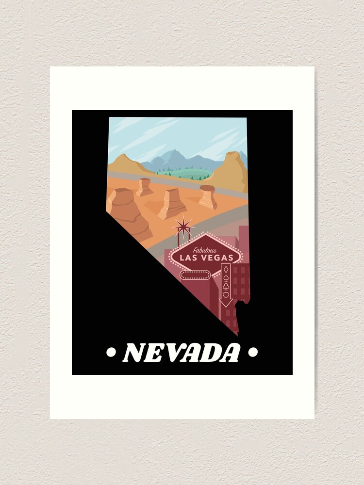 Las Vegas Map Art Print Nevada Desert Cute Kids Illustration 