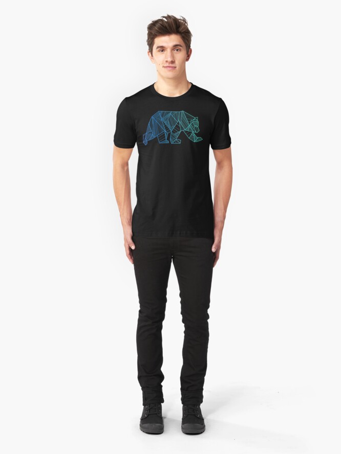 Alternate view of Geometric Bear T Shirt - Geometrical Bear Shirt - Camping and Hiking Shirt - Mountains T-Shirt - Wilderness Outdoors Shirt Slim Fit T-Shirt