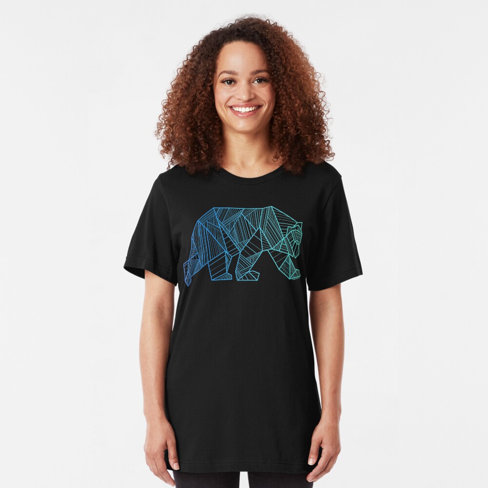 Geometric Bear T Shirt - Geometrical Bear Shirt - Camping and Hiking Shirt - Mountains T-Shirt - Wilderness Outdoors Shirt Slim Fit T-Shirt
