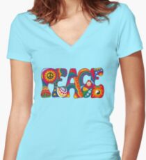 Camiseta entallada de cuello en V Paz Psicodélica