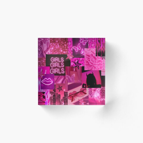 HOT PINK girl aesthetic Acrylic Block