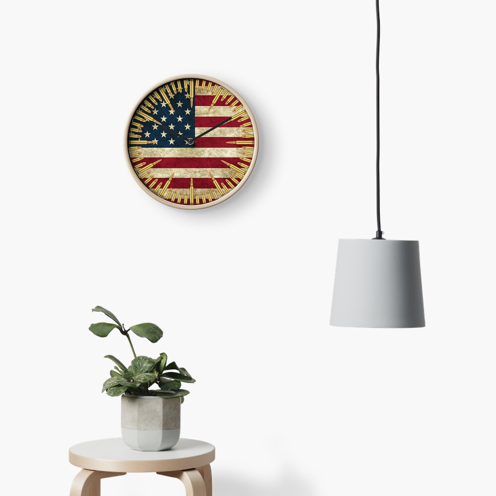 American Flag Second Amendment Wall Clock Clock