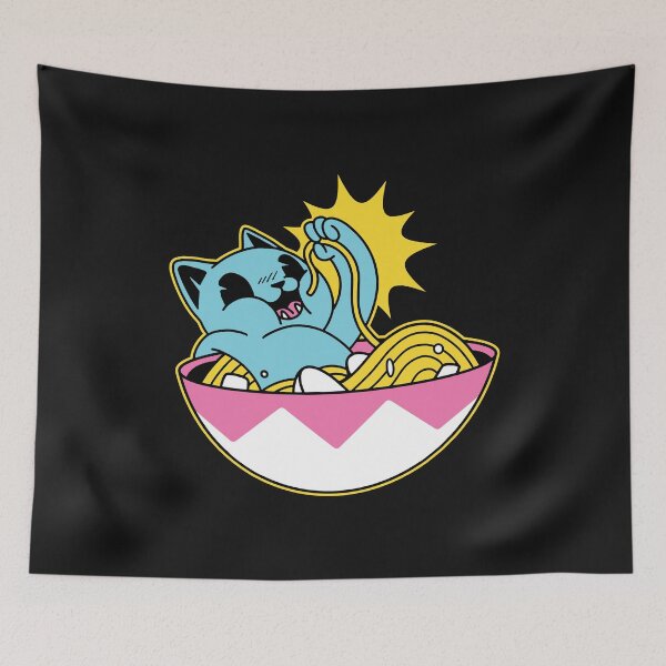 Item preview, Cat eats ramen noodles designed and sold by DerSenat.