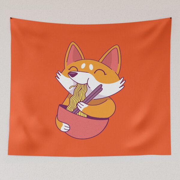 Item preview, Cute fox eats ramen noodles designed and sold by DerSenat.