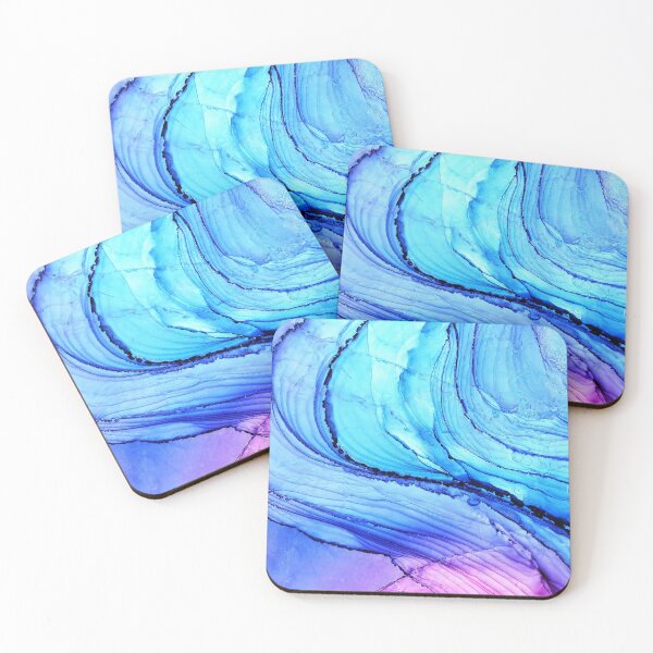 Item preview, Aquatic waves alcohol ink aqua, blue, purple, pink designed and sold by Arinom.