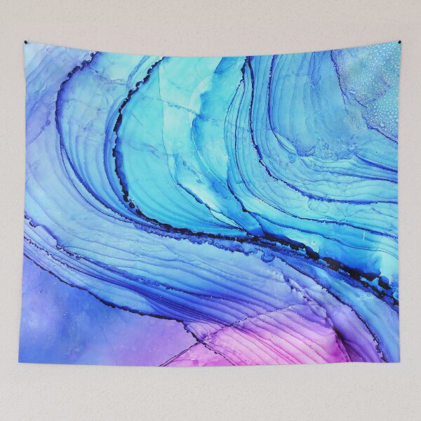 Item preview, Aquatic waves alcohol ink aqua, blue, purple, pink designed and sold by Arinom.