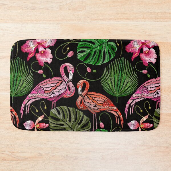 Item preview, Embroidery flamingo and palm leaves designed and sold by matrioshka.