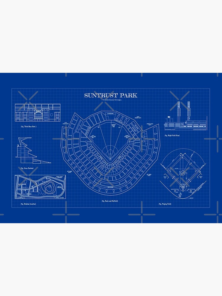 Busch Stadium Vintage Baseball Field Print Blueprint Photo 