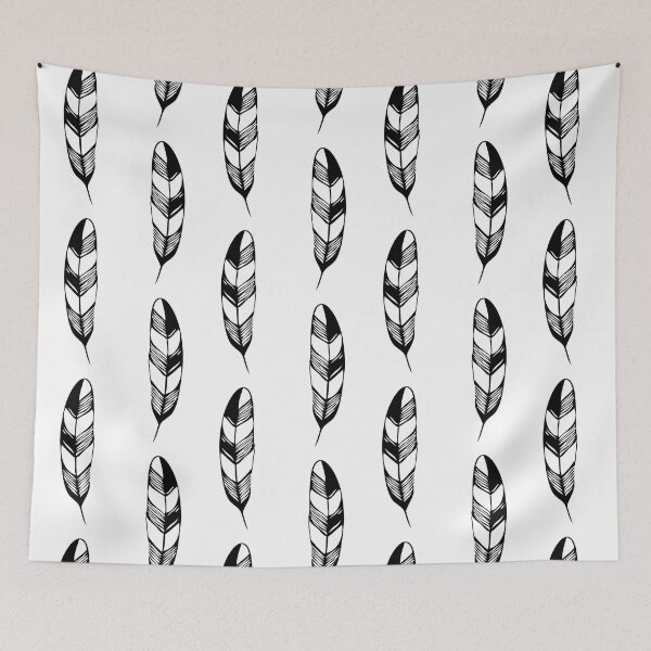 Item preview, Hand drawn seamless vector black and white pattern of bird feather or a vintage quill pen designed and sold by Familyshmot.