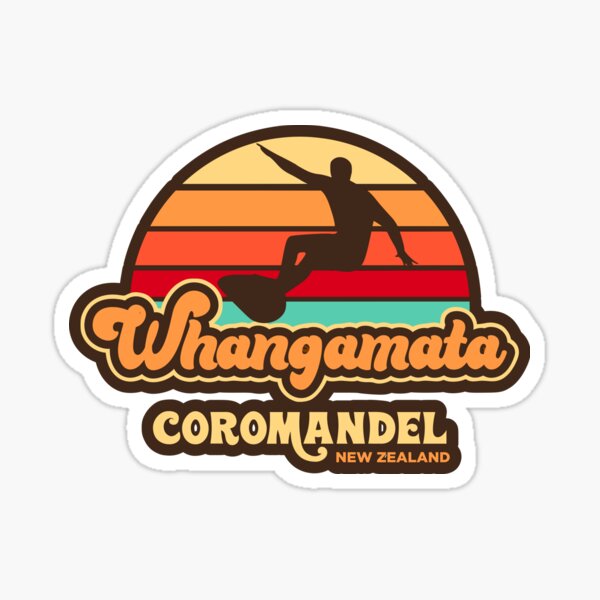 Whangamata Retro Surfing New Zealand Sticker