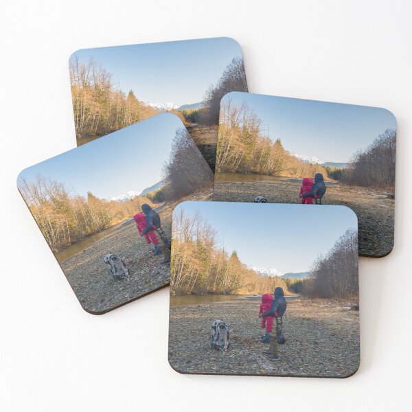 Item preview, A mother and daughter looking at mountains in the spring morning sun designed and sold by SnapTPhotograph.