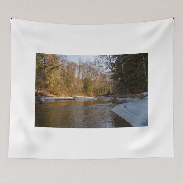 Item preview, A snow covered stream in the spring morning sun designed and sold by SnapTPhotograph.