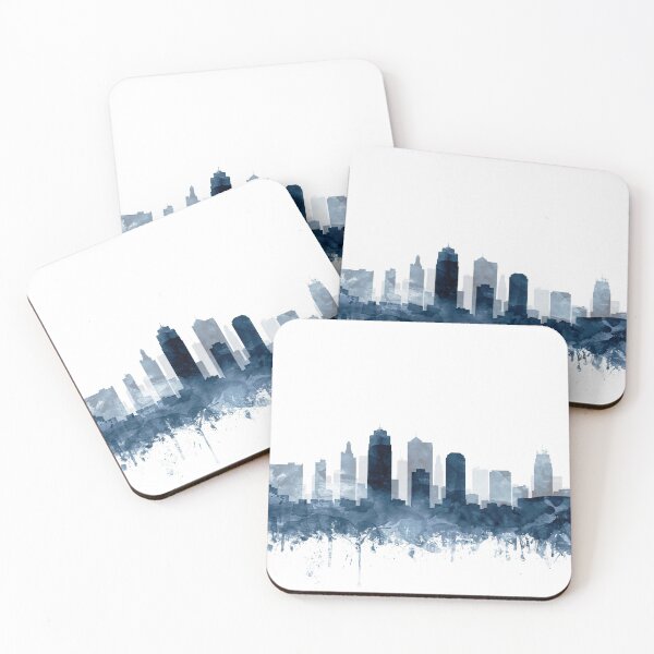 Item preview, Kansas City Skyline Watercolor Navy Blue by Zouzounio Art designed and sold by zouzounioart.