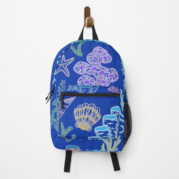 Item preview, Ocean life | Science: Fish Coral Sea drawing | Animal tattoo Colored on blue designed and sold by HylandCo.
