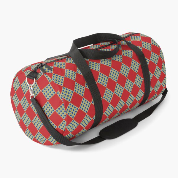 Blue, yellow and red repeat pattern. Duffle Bag