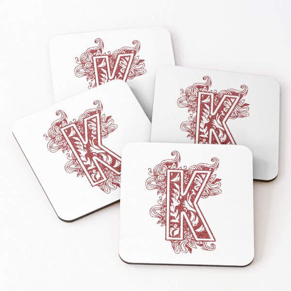 Item preview, Red glitter floral letter K designed and sold by DarkArtStudio.