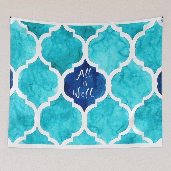 Item preview, All is well Quatrefoil pattern in watercolor  designed and sold by Bonheurem.