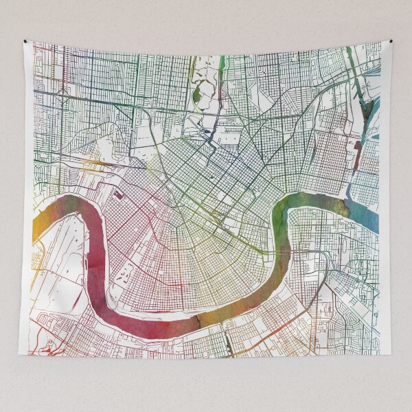 Item preview, New Orleans Watercolor Map by Zouzounio Art designed and sold by zouzounioart.