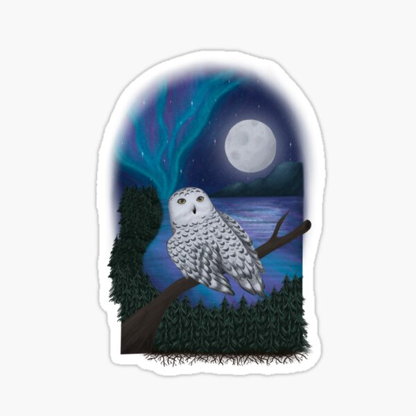 Magical Snowy Owl (blue) Sticker
