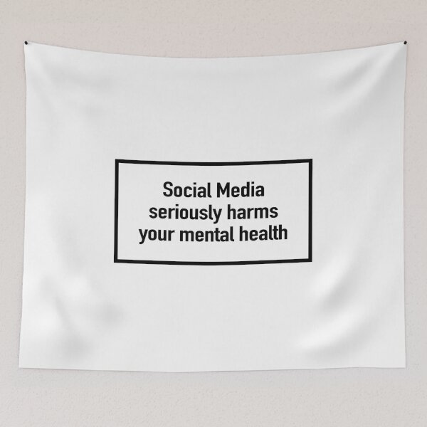 Item preview, Social Media Seriously Harms Your Mental Health Warning Sign with Rectangle Frame designed and sold by ardasen.