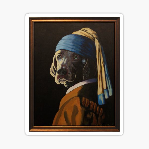 Item preview, WEIMARANER WITH PEARL EARRING designed and sold by tomAartist.