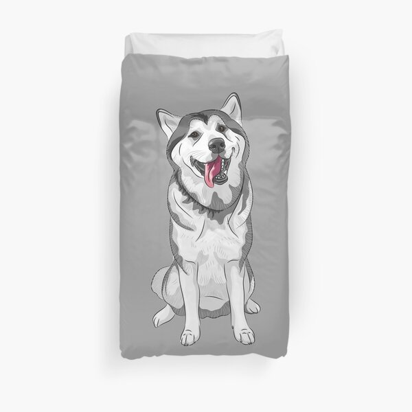 Housse De Couette Husky Blanc Et Brun Clair Art De Chien Par Funnypetnation Redbubble