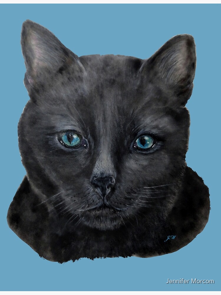 "Original Black cat with blue eyes painting " Poster for Sale by
